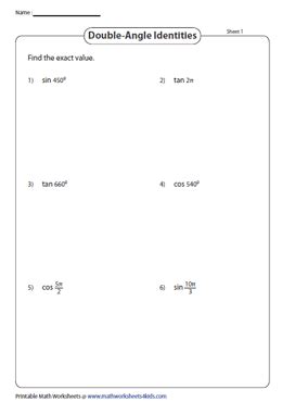 double angle identities worksheet with answers pdf